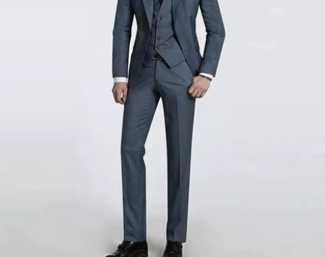 手工量身定做男西服西装套装 藏青色结婚礼服...