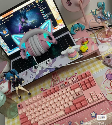 妖舞3s猫耳耳机粉色蓝牙耳机 只有耳机包数...