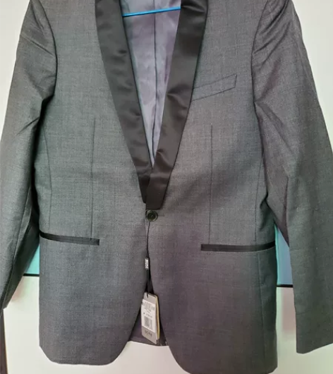 堡尼boni男装春秋款羊毛西服  灰色 全...