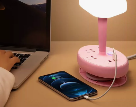 创意台灯插座多功能插排遥控床头灯护眼灯智能...