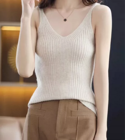 2023春季新款短款羊绒背心女修身显瘦百搭...