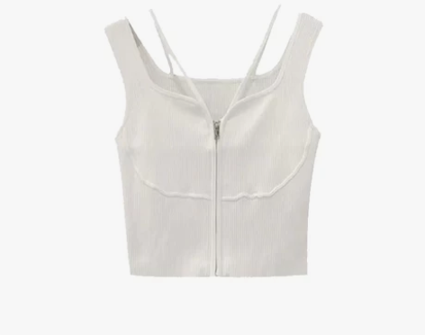 于文文明星同款辣妹拉链背心女夏季2022新...