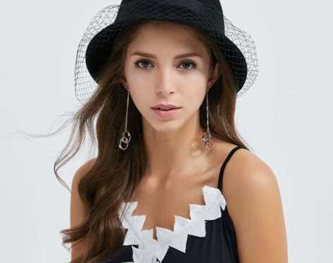 Bodying新品女士纯羊毛毡帽网纱配饰优...