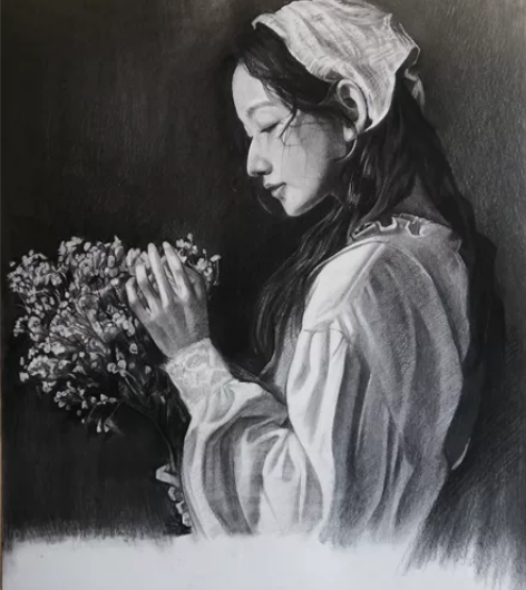 2023最新寫實人像素描作品， 尼奧尼軟炭...