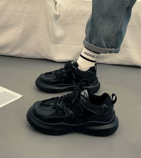 高级感显脚小白色ulzzang跑步鞋黑色运...