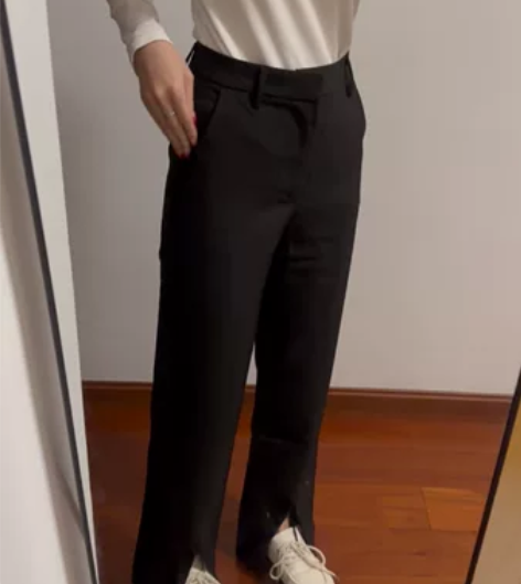 黑色西装阔腿裤女韩版休闲百搭显瘦开衩马蹄裤...