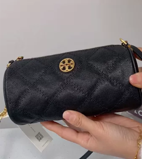 Tb Willa 新款菱格链条圆桶包羊皮女...