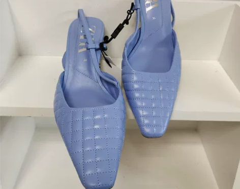 Zara 38.39码法式真皮单鞋 内外 ...