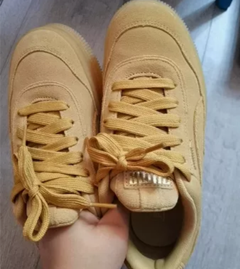 PUMA厚底鞋，很潮，驼色奶茶色浅棕色，如...
