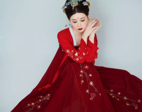 五五年 汉服女原创设计 (花舞）刺绣齐胸襦...