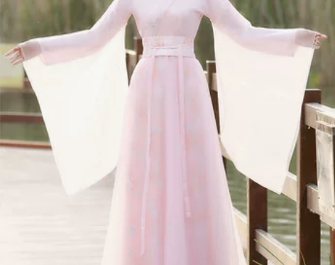 汉服夏季薄款女粉色广袖流仙裙超仙气古风飘逸...