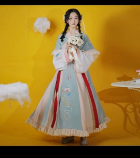 耀春花湘蓉汉服女正品原创齐腰交领襦裙晋制白...