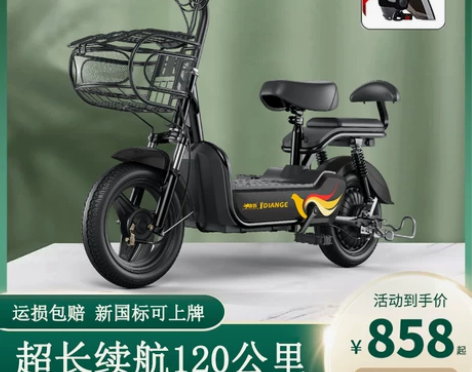 新国标电动车长跑王雅迪新日同款两轮电单车成...