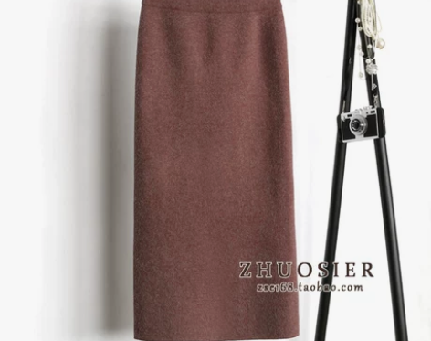 中长款针织半身裙一步裙包臀裙女秋冬季高腰长...