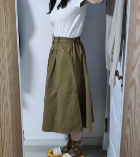 棉麻 文艺风 日系 黄褐色 m码半身裙 长...