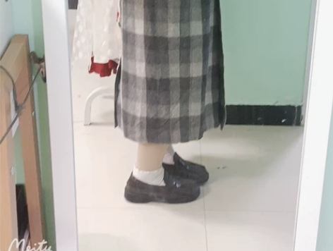 日系古着裙 vintage羊毛毛呢学院风格...