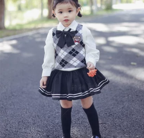 胡桃原创纯色蓬篷裙 可爱儿童裙子半身正版秋...