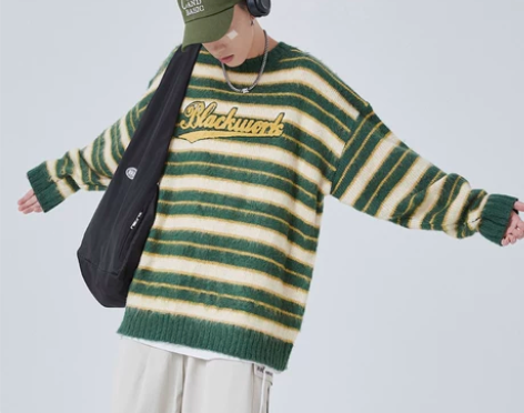 【大码穿搭博主5折闲置】WISM虫虫条纹毛...