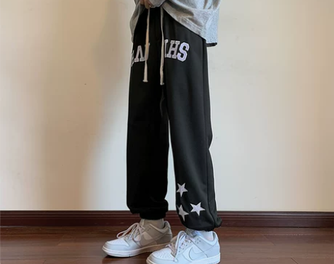 美式裤子高街复古加绒休闲裤男秋冬款宽松束脚...