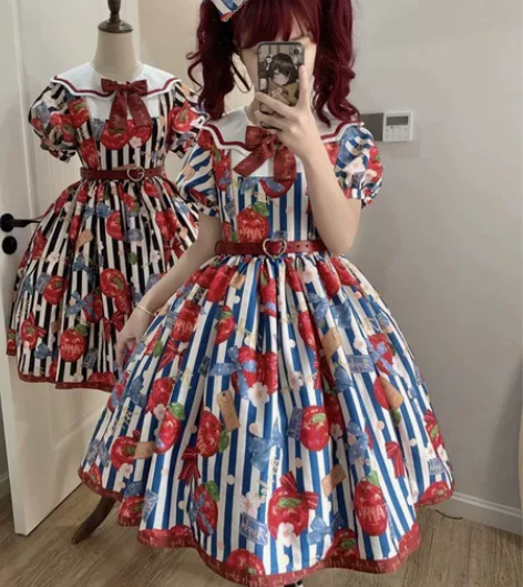 国中友人帐 苹果售卖集 蓝色条纹m码+kc...