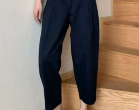 COS风休闲裤20春夏款褶裥饰宽松纯棉九分...