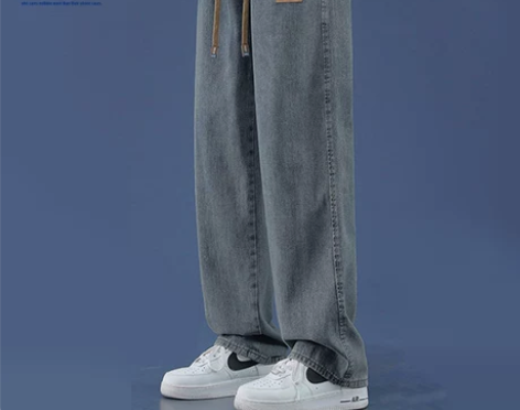 NASA直筒牛仔裤男士春秋款春季宽松阔腿美...