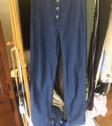 PB 女士半松紧腰高腰直筒休闲裤 无吊牌 ...