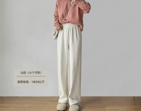 雪尼尔阔腿裤女秋冬高腰显瘦大码休闲裤垂坠感...