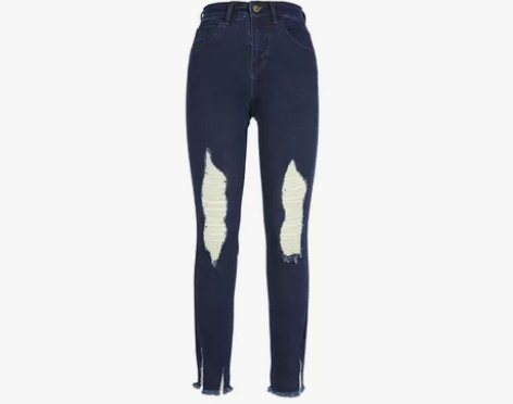 【99划算价】MOCO中高腰口袋破洞修身窄...