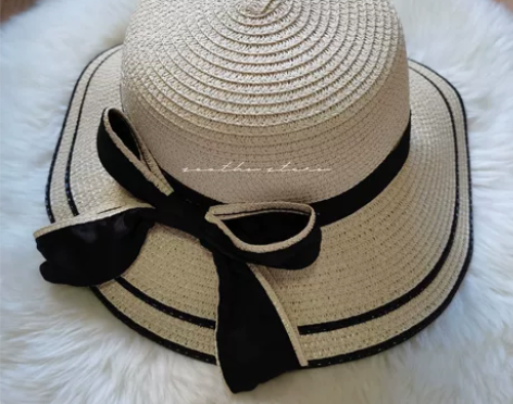 蝴蝶结防晒草帽 全新未使用 无明显瑕疵 代...