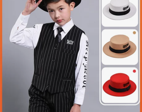 儿童礼帽男童少儿机械舞街舞locking男...