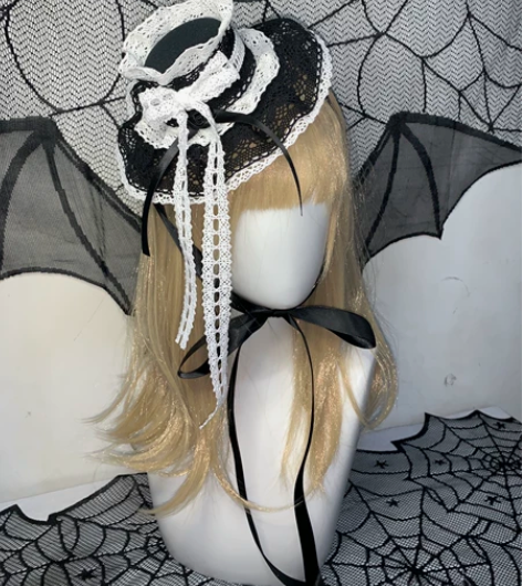 原创手作 doll早古感棉质蕾丝玫瑰小礼帽...