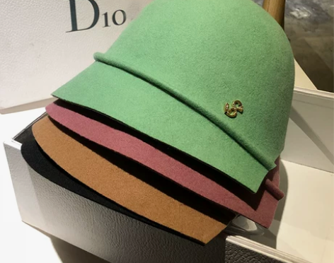 秋冬韩版盆帽女逛街小礼帽绿色粉色优雅甜美羊...