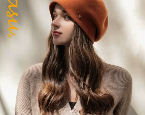 法式秋冬女网红款设计感羊毛呢贝雷帽潮毛呢礼...