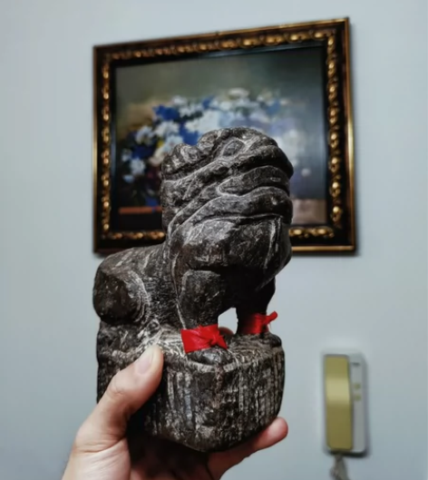 关中老石雕，石刻艺术，文房镇纸狮子，炕头狮...