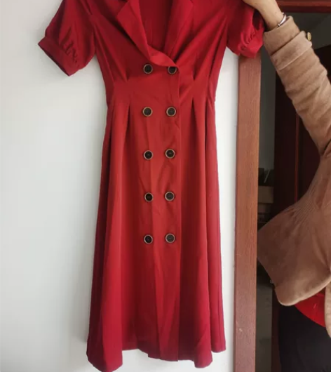 枣红色酒红色长裙 裙长116腰围66胸围8...