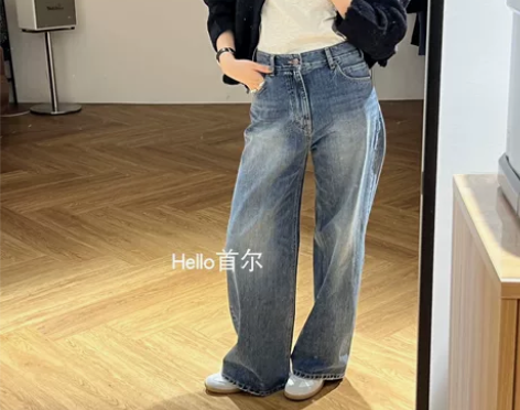 美国进口牛仔高腰牛仔裤 hello首尔韩国...