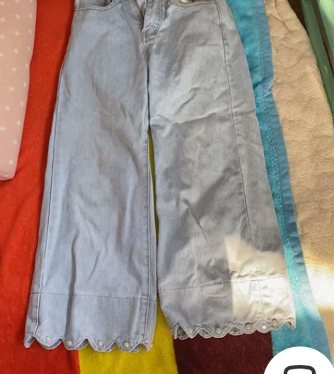 阔色【珍珠牛仔裤】 s码 阔腿裤 很仙 微...