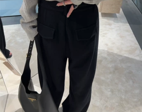 ski+by+Tannin+羊毛西装裤女冬...