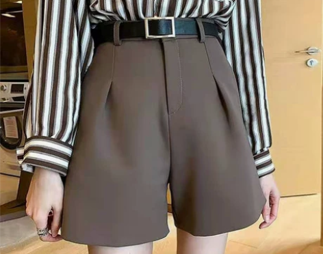 大码高腰西装短裤女夏宽松显瘦休闲A字阔腿裤...