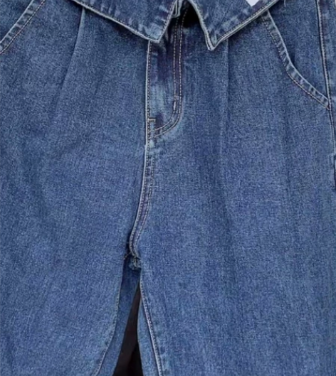 高腰牛仔裤女2023春季新款设计感显瘦休闲...