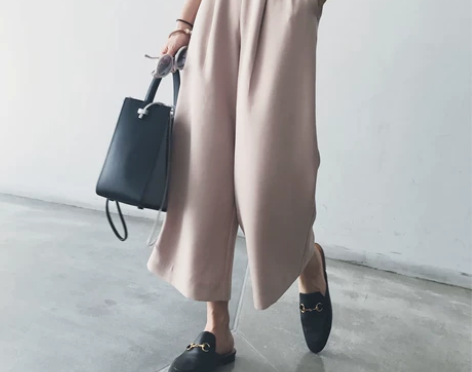 南瓜谷轻薄透气复古高腰阔腿裤女九分休闲裤子...