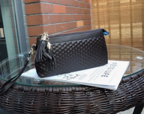 头层牛皮女士长款拉链包零钱包化妆包多功能包...