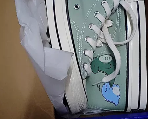 可爱高帮帆布鞋37码，女春秋绿色高帮印花涂...