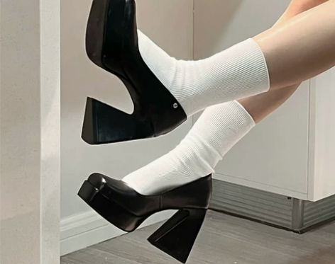 芭兰贝粗跟高跟鞋女2022新款秋季单鞋一脚...