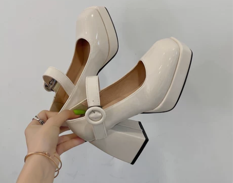 玛丽珍单鞋女2022年春季新款防水台高跟鞋...