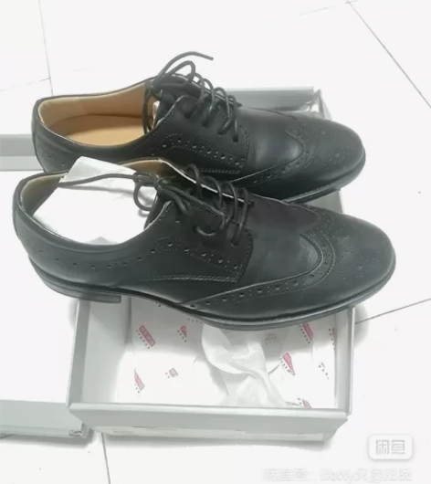 京东京造 43码头层牛皮英伦风系带布洛克男...