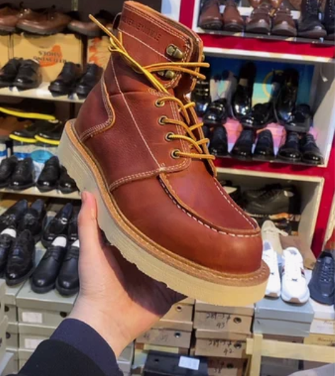 日系复古工装靴阿美咔叽头层牛皮马丁靴真皮车...