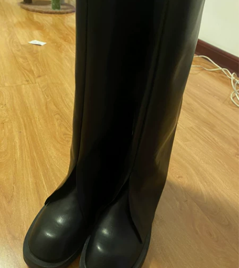 西遇小众裤管靴2021新款冬季不过膝长靴瘦...