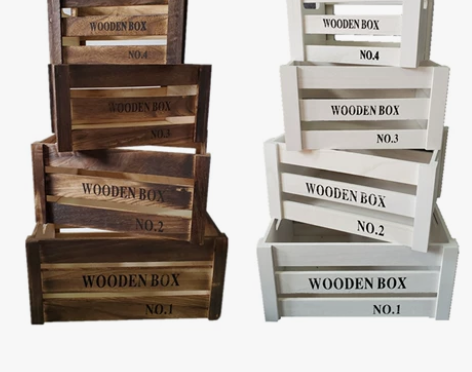 森系婚庆道具实木箱收纳框储物箱复古做旧木框...